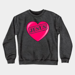 Jesus typography punched out in pink heart Crewneck Sweatshirt